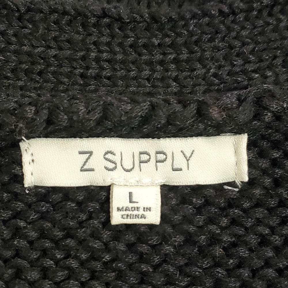 Z Supply Womens Cable Knit Old Money Sweater Vest‎ Size L Black Tennis Preppy - Picture 4 of 10